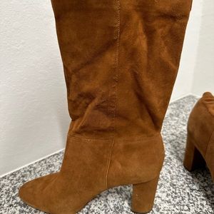 Size 11 Cognac genuine suede mid calf boots.